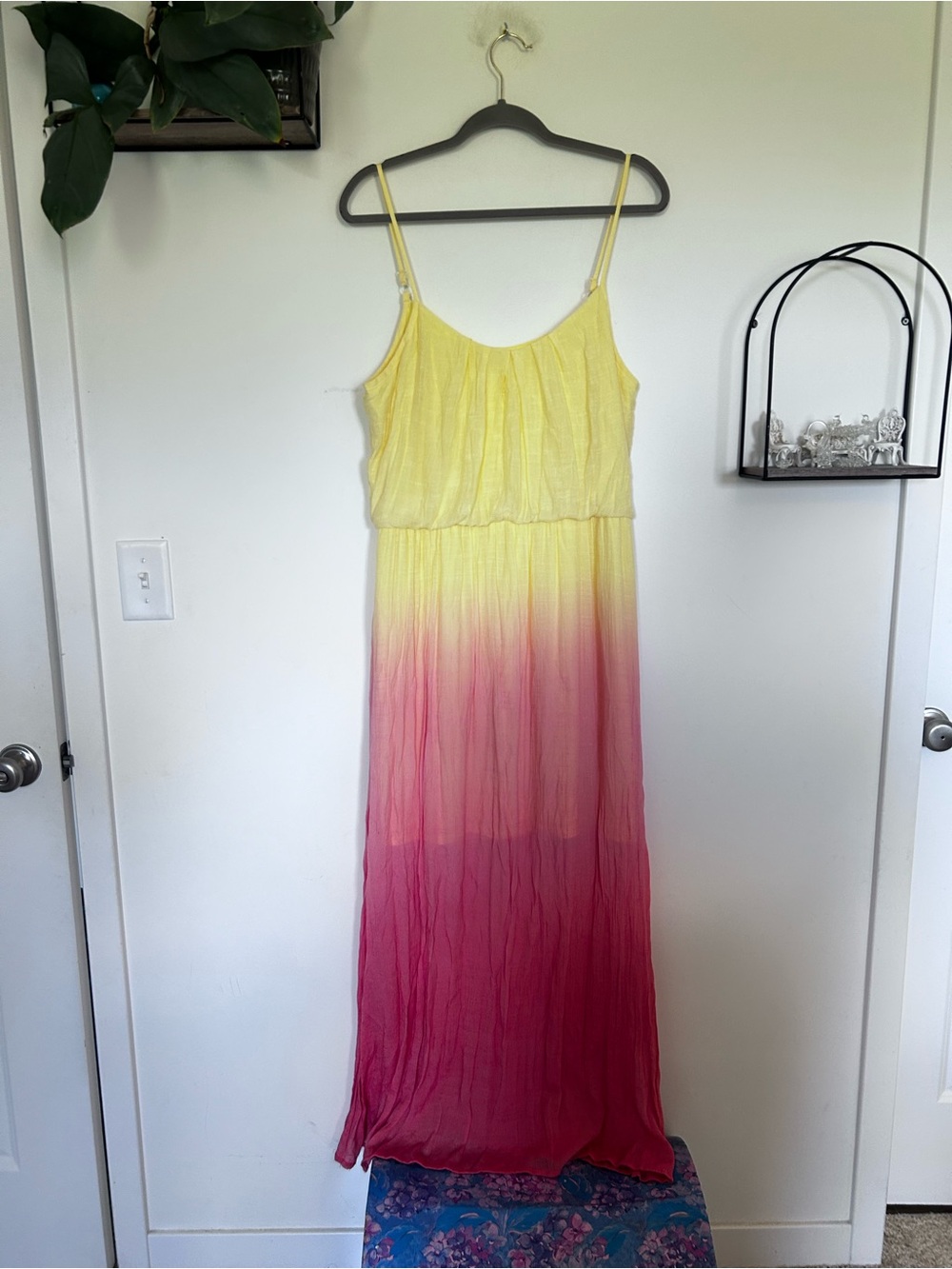Maurice’s Ombré Yellow to Pink Sleeveless Gauzy Maxi Dress Size XL